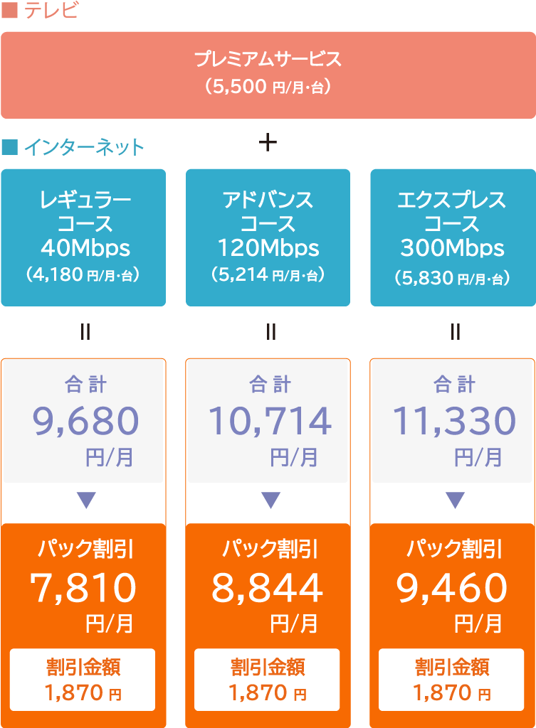 分譲集合住宅 以外　戸建て・団地パック（プレミアムサービス＋インターネット各種）3年契約